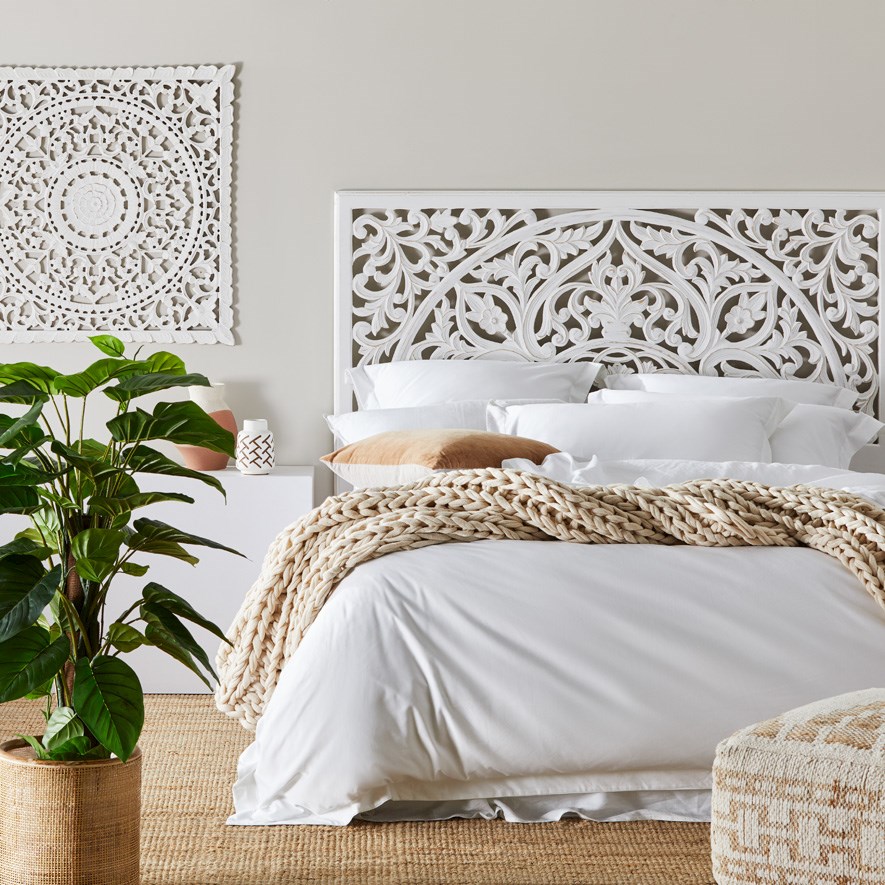 White hotsell timber bedhead