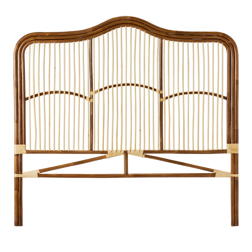 Walnut & Natural Rattan Bedhead Adairs
