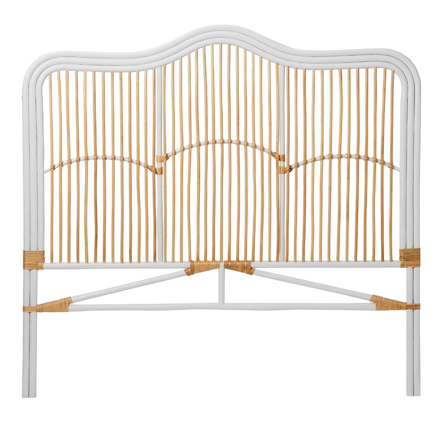 White & Natural Rattan Bedhead Adairs