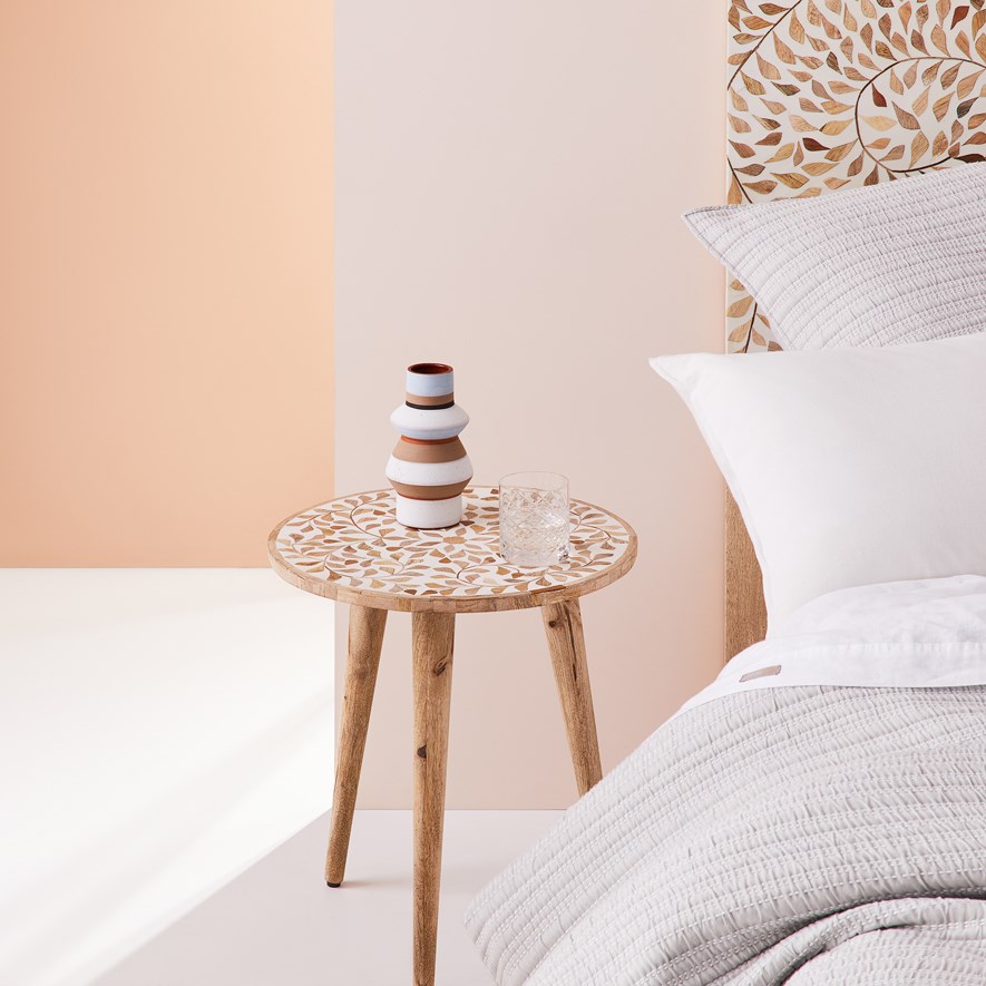 Kerala White & Natural Flora Tripod Side Table Adairs