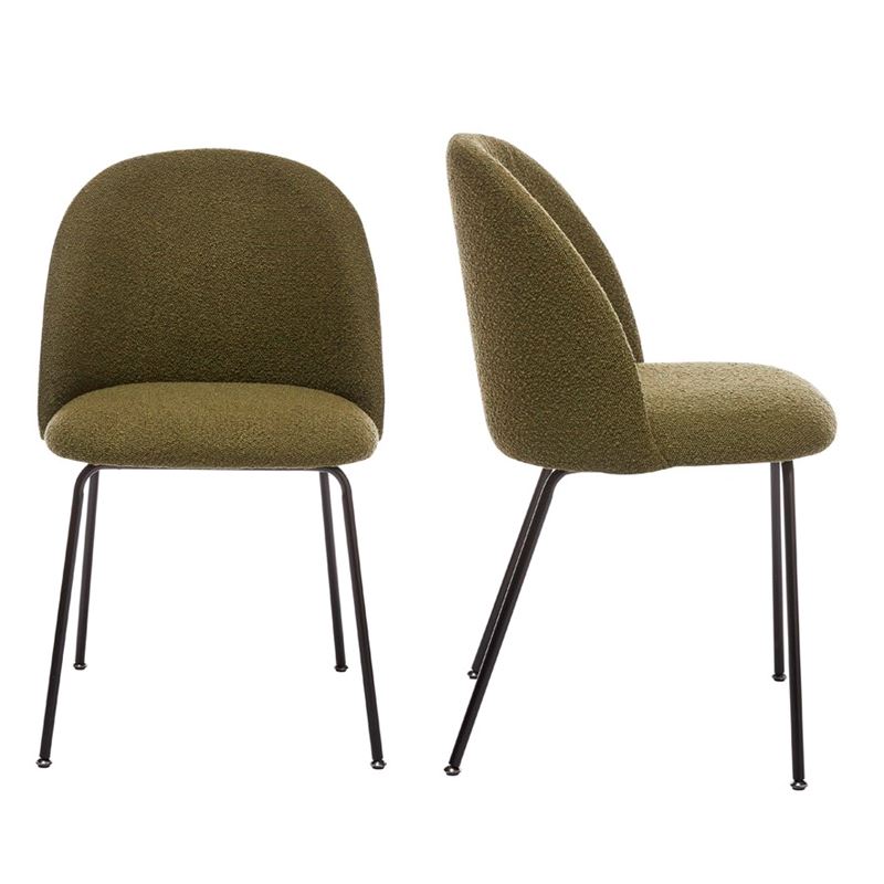 Otis Forest Boucle & Black Dining Chair Set of 2 