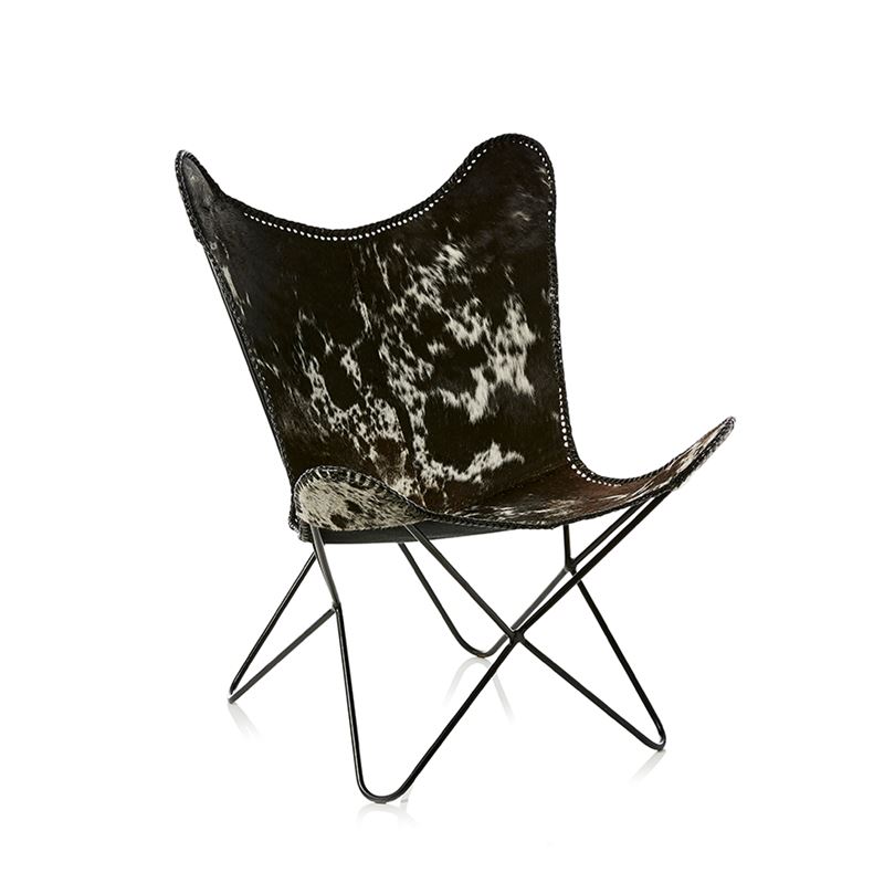 Coachella Leather Chair Cowhide Black