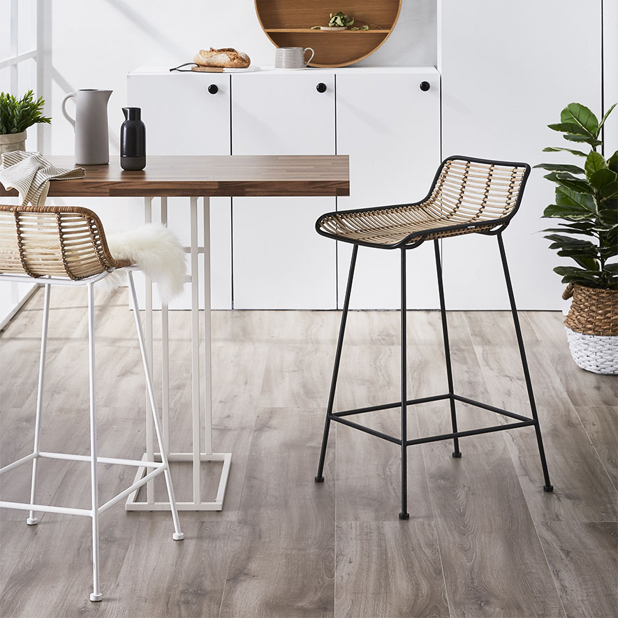 Home Republic - Cebu Rattan Counter Stool Natural & Black | Adairs