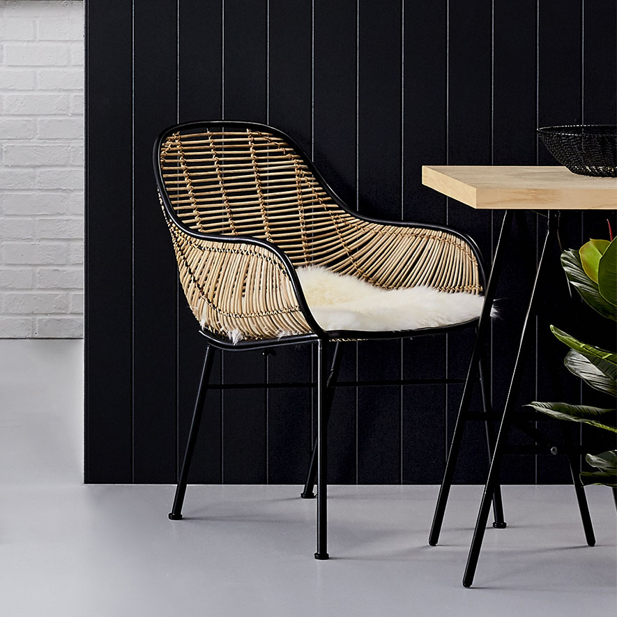Cebu Rattan Bucket Chair Natural & Black | Adairs