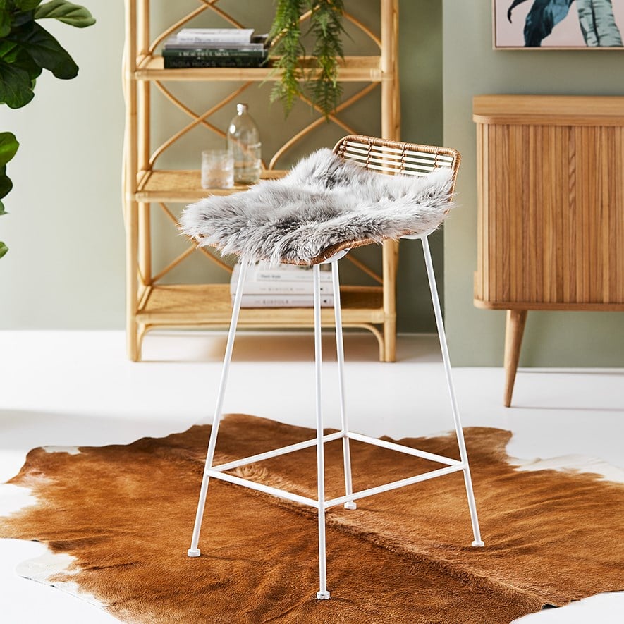 Cebu Rattan Counter Stool Natural & White | Adairs