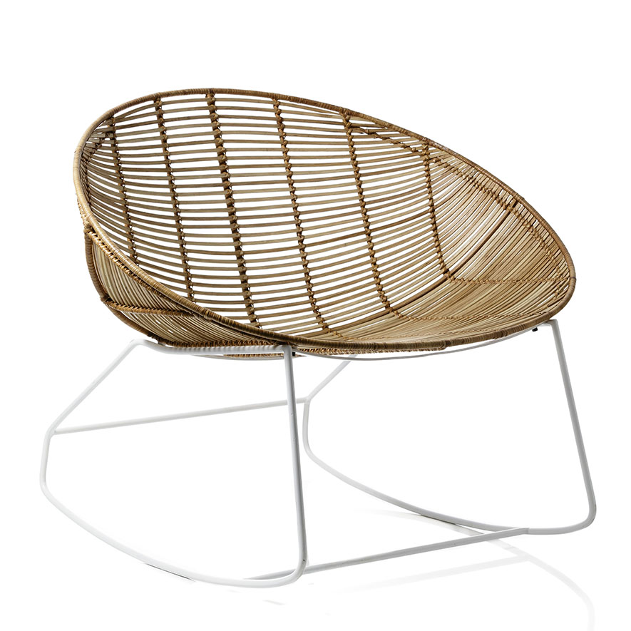 Home Republic - Cebu Rattan Rocking Chair Natural & White | Adairs