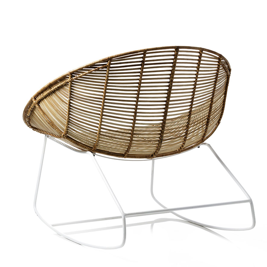 Home Republic - Cebu Rattan Rocking Chair Natural & White | Adairs