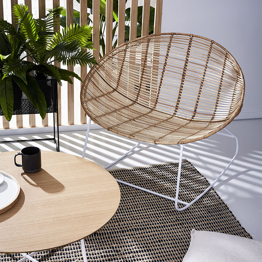 Home Republic Cebu Rattan Rocking Chair Natural & White Adairs