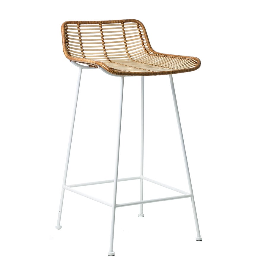 Cebu Rattan Counter Stool Natural & White | Adairs