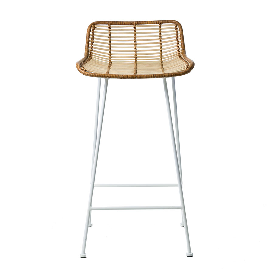 Cebu Rattan Counter Stool Natural & White | Adairs
