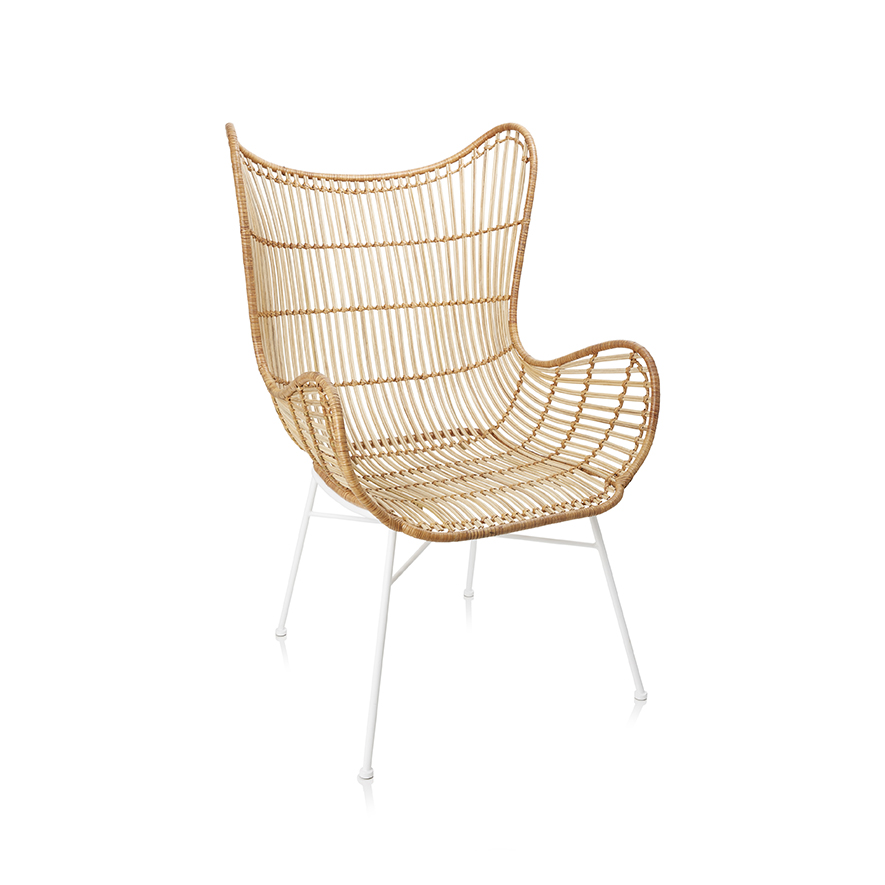 Cebu Rattan Winged Chair Natural & White | Adairs