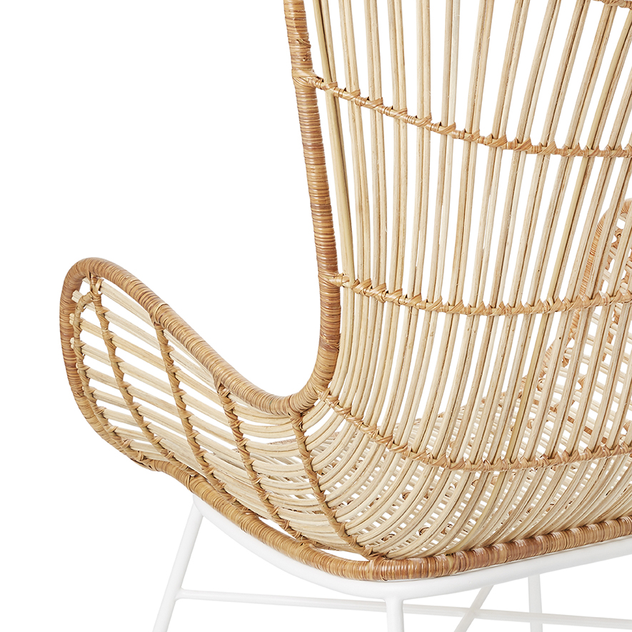 Cebu Rattan Winged Chair Natural & White | Adairs
