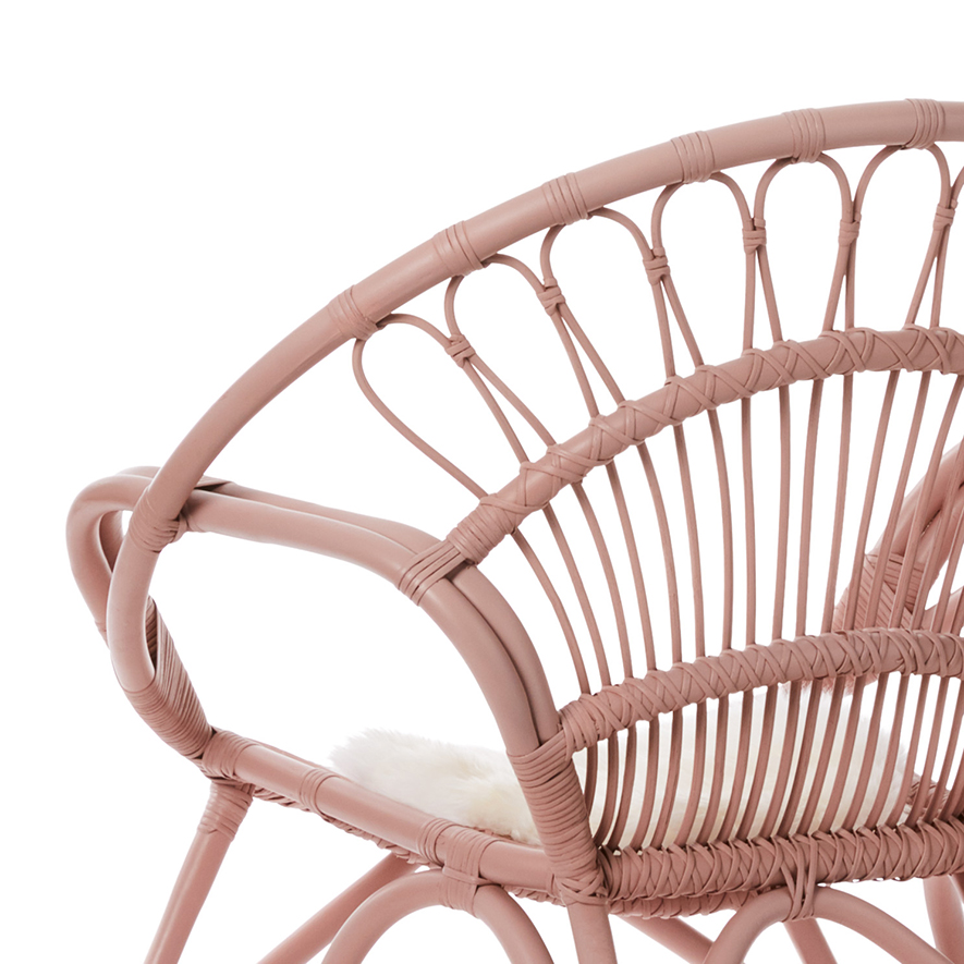 Home Republic - Bahama Rattan 1 Seater Chair Dusty Pink Milo | Adairs