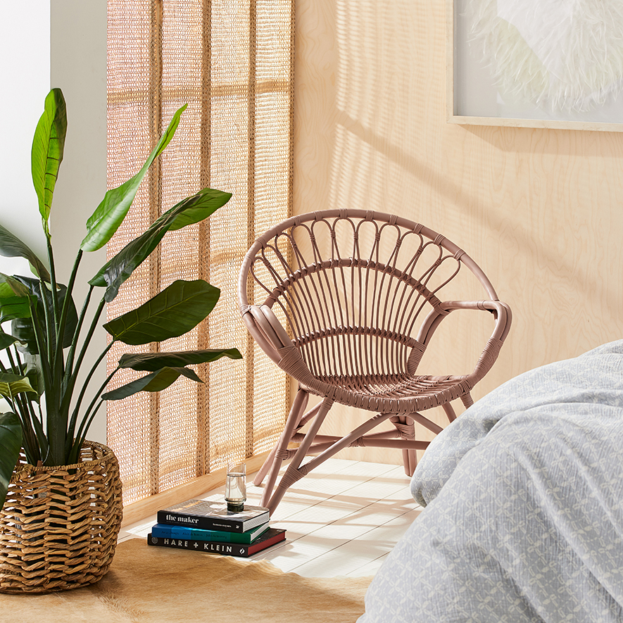 Home Republic Bahama Rattan Chair 1 Seater Dusty Pink Adairs