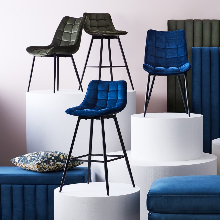 Montreal Indigo Velvet Counter Stool Adairs