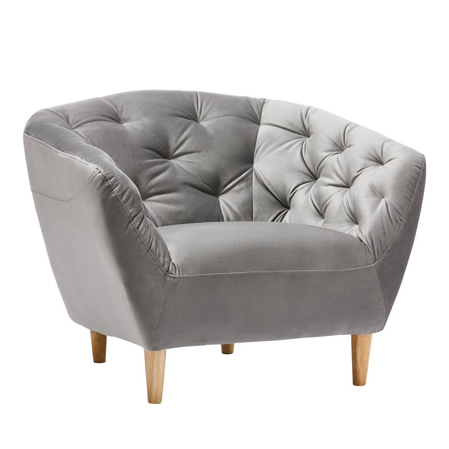 Charlotte Collection Grey Velvet 1 Seater Chair Adairs