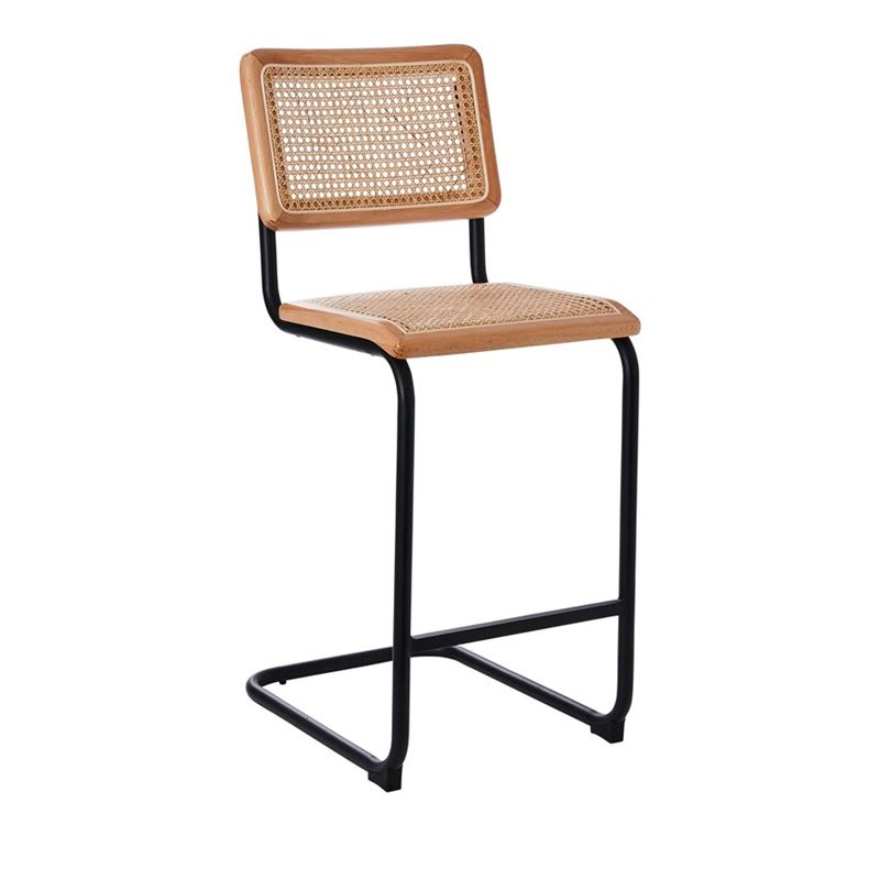 Somers Natural Rattan & Black Counter Stool