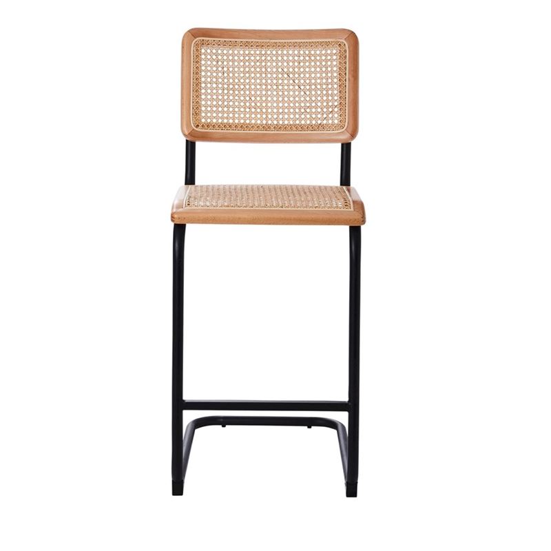 Somers Natural Rattan & Black Counter Stool