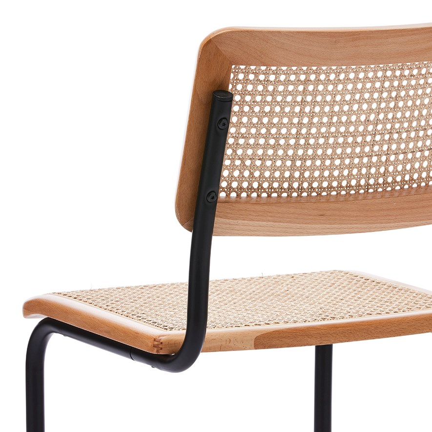 Somers Natural Rattan & Black Dining Chair Set of 2 Adairs