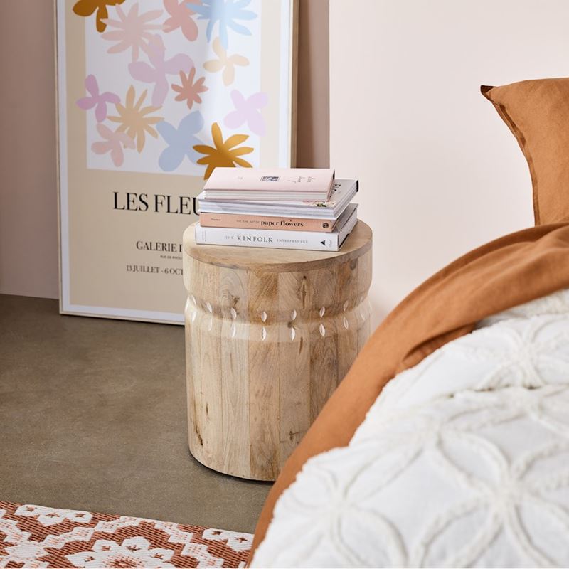 Amira White & Natural Sienna Side Table