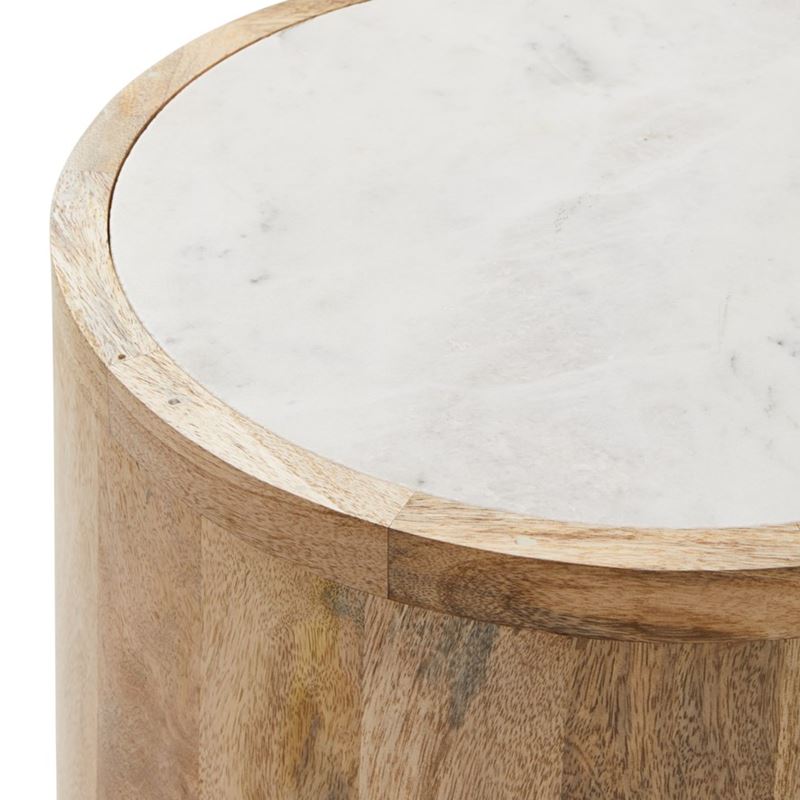 Marino Timber Natural & White Marble Side Table