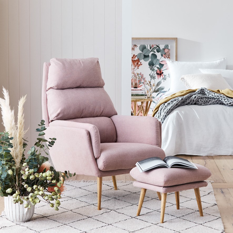 Anderson Blush Chair & Foot Rest Adairs