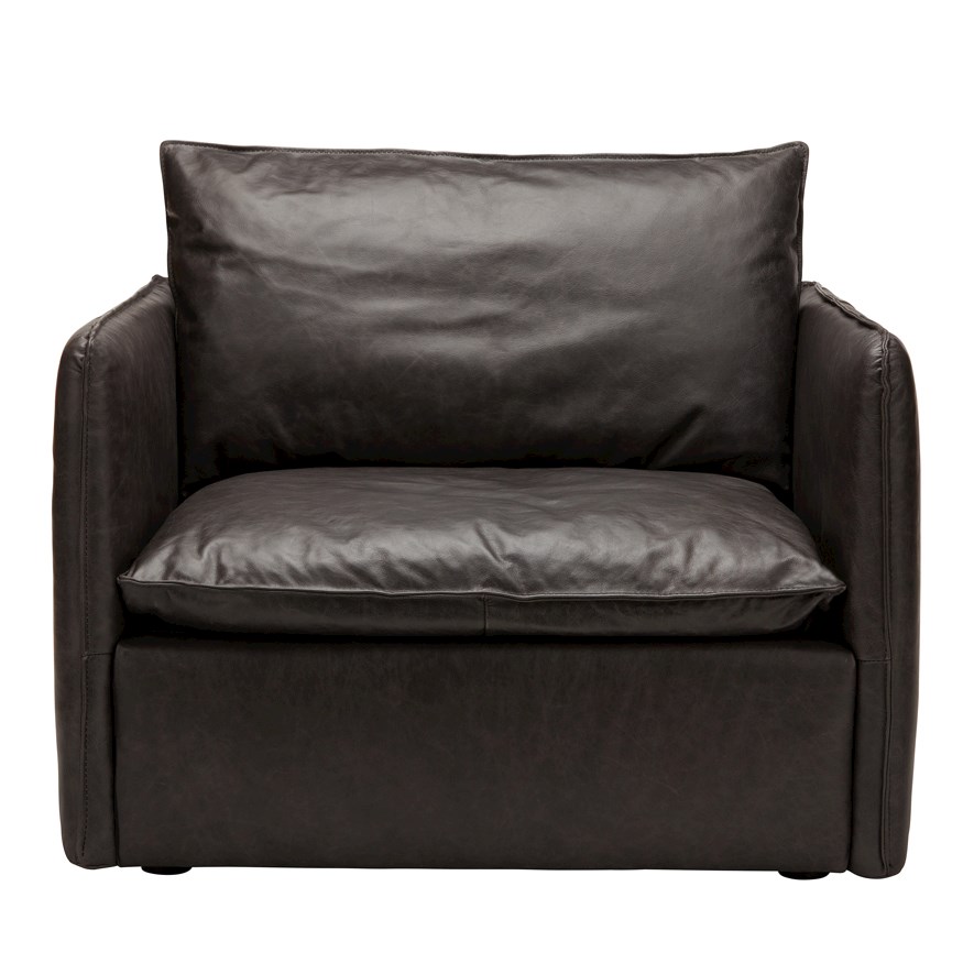 Home Republic Atticus Smoked Black Leather Armchair Adairs