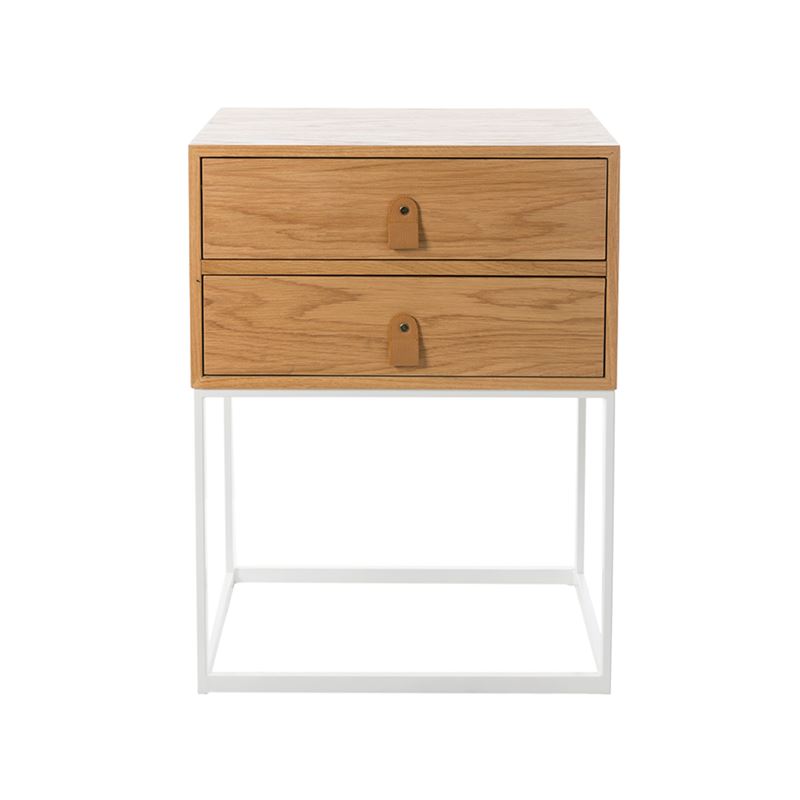 Milo 2 Drawer Side Table Natural & White