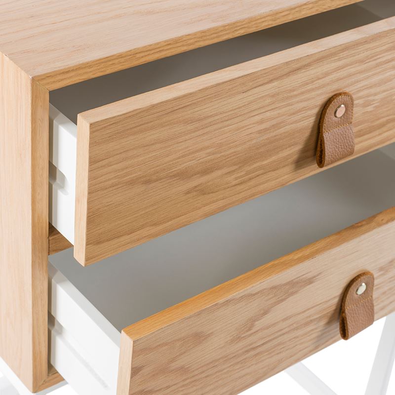 Milo 2 Drawer Side Table Natural & White