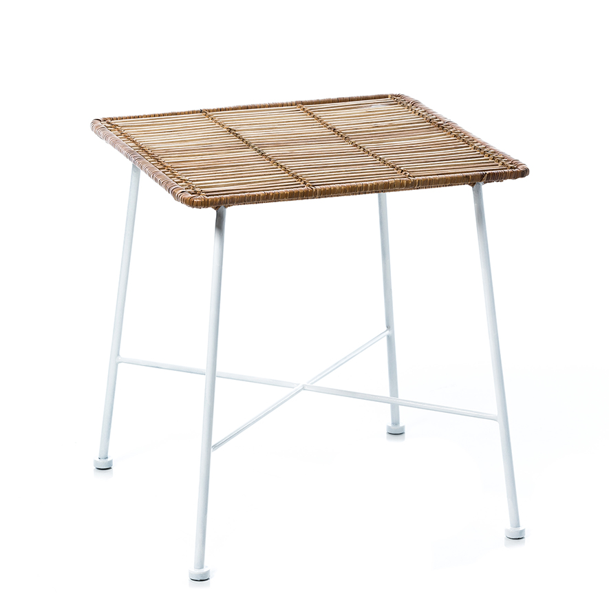 Home Republic Cebu Rattan Side Table Natural & White Adairs