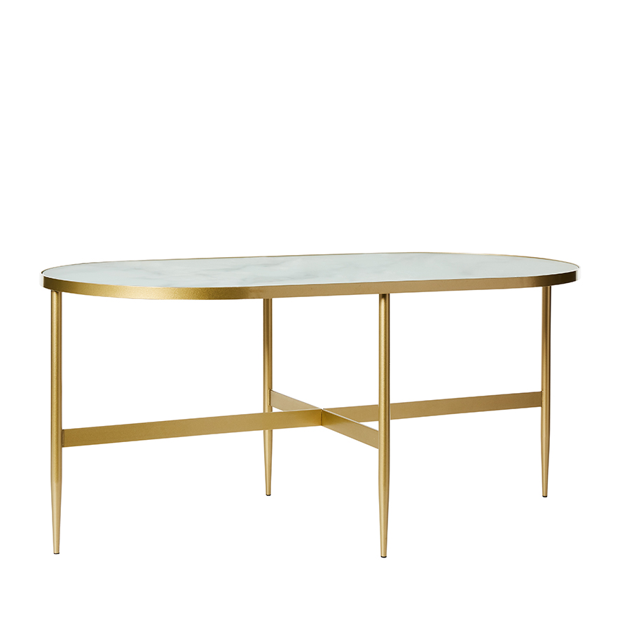 Home Republic Oslo Gold Marble Glass Coffee Table Adairs