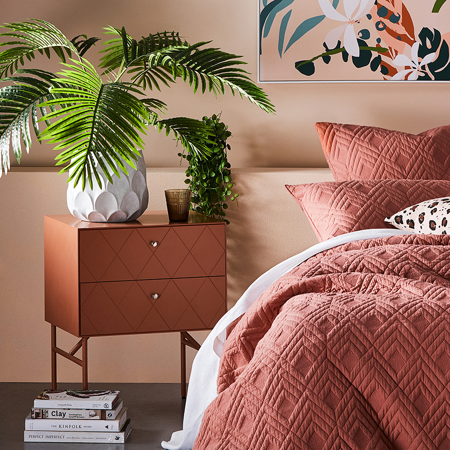 Modena 2 Drawer Jarrah Bedside Table Adairs