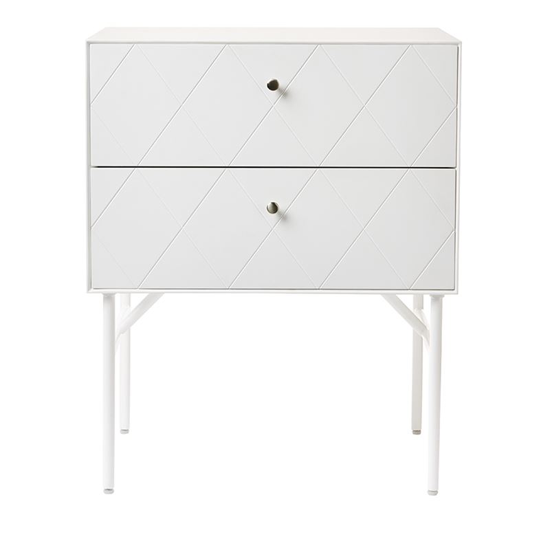 Modena 2 Drawer White Bedside Table 