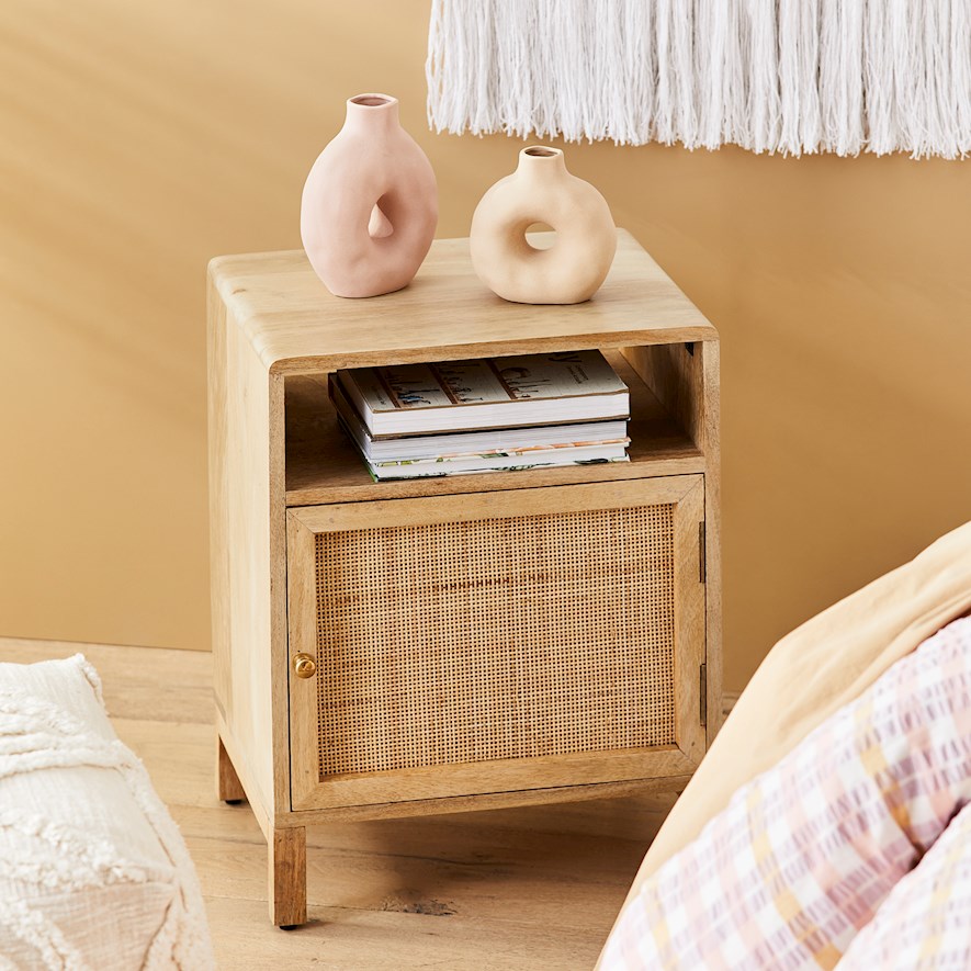 Anjuna 1 Door Natural Bedside Table, Furniture