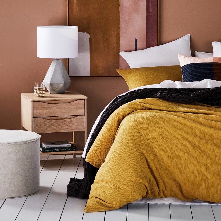 Adana European Collection Natural 2 Drawer Bedside Table Adairs