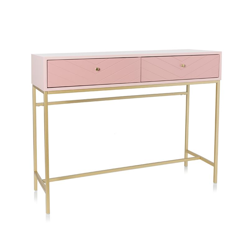 Sienna Collection 2 Drawer Console Pink & Gold