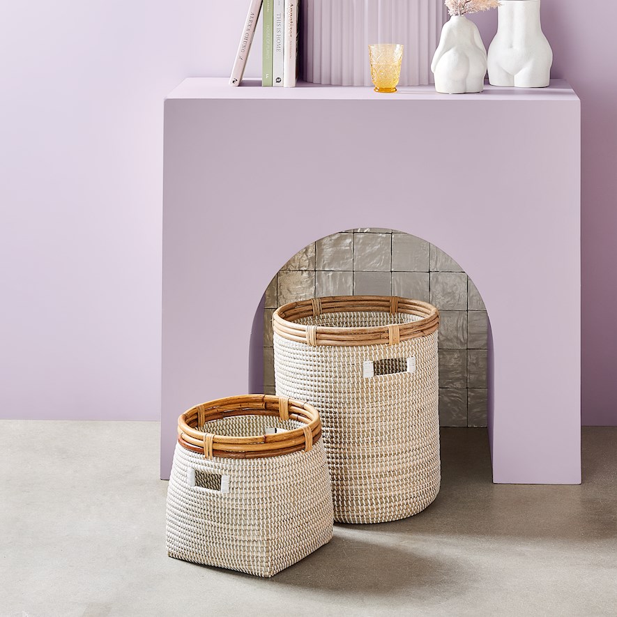 Dunedin White & Natural Basket Adairs