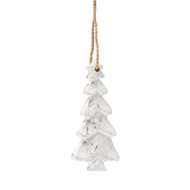 Hanging Silver & White Timber Tree Decoration
