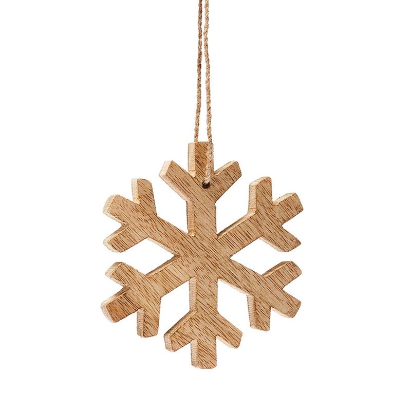 Hanging Timber Natural Snowflake Ornament