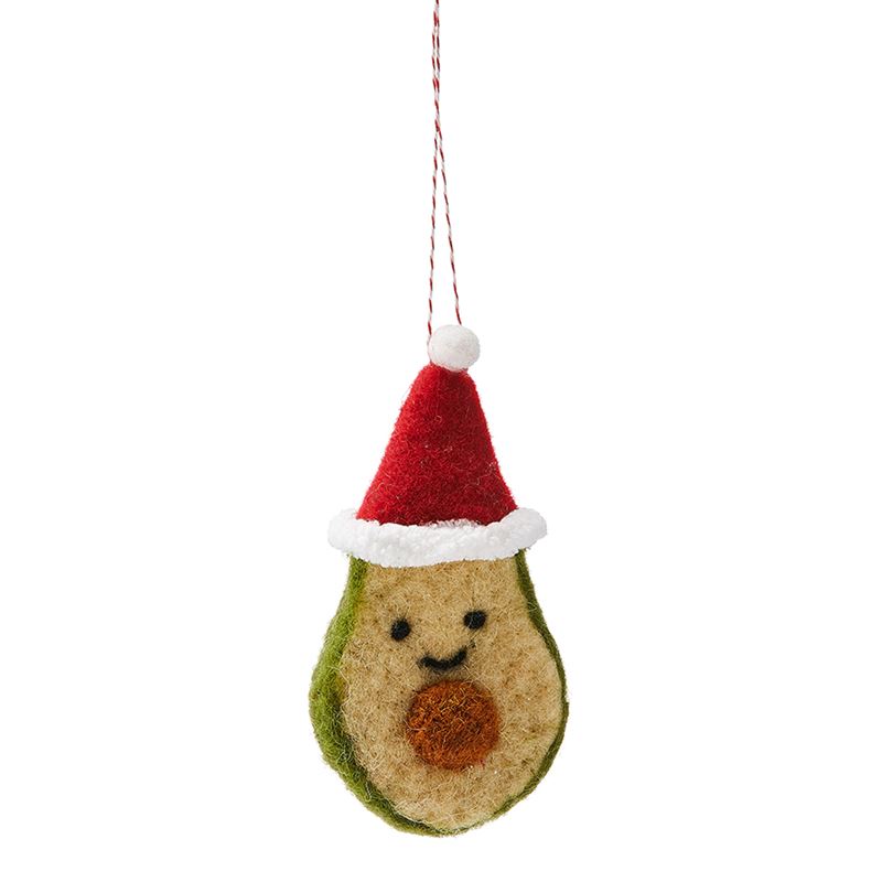 Avocado with Hat Festive Felted Friends Ornament