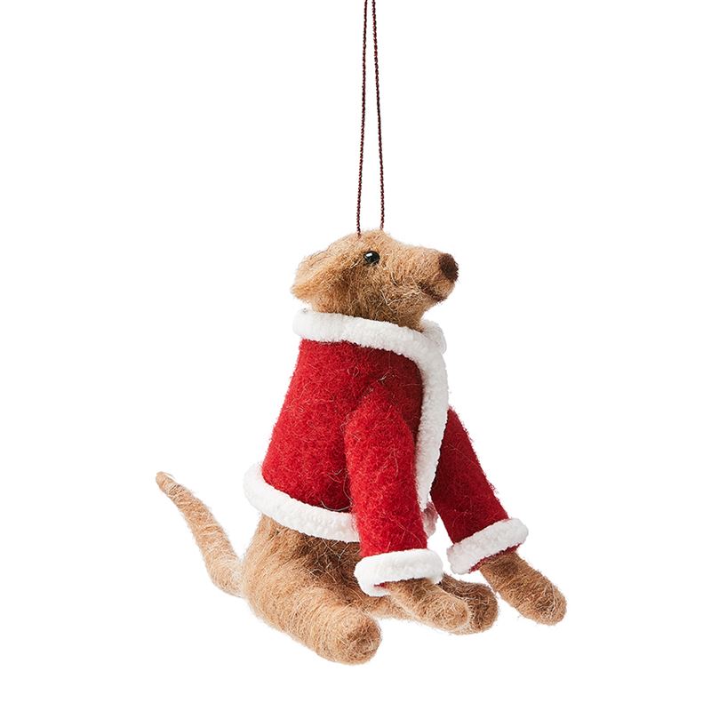 Dog Red & Brown Festive Felted Friends Ornament