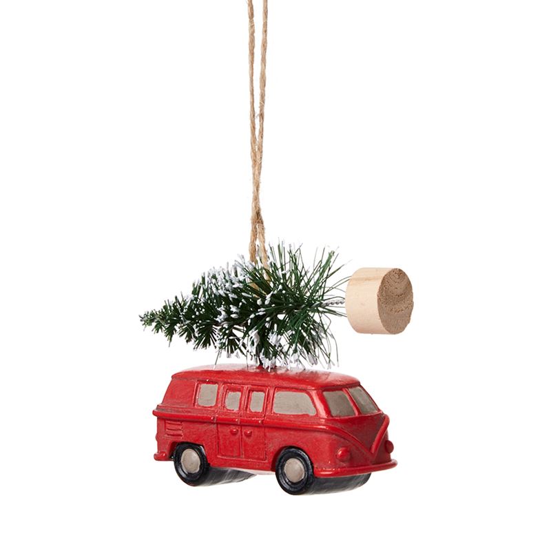 Hanging Festive Red Car Ornament