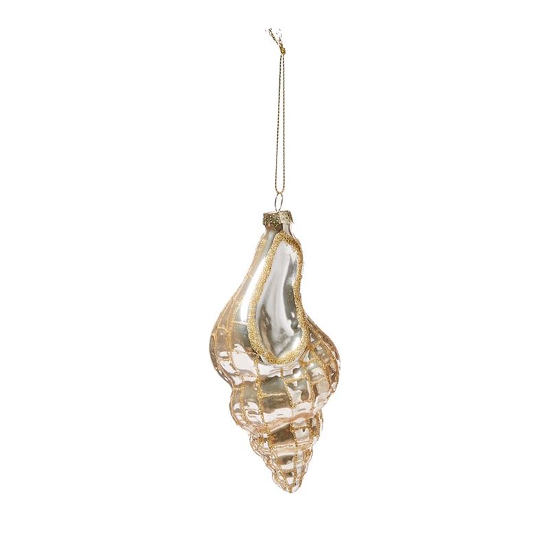 Antiqued Gold Seashell Glass Decoration