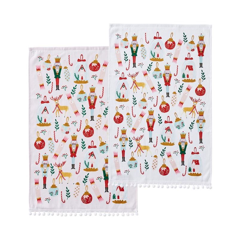 Christmas Folky Tea Towels Pack of 2