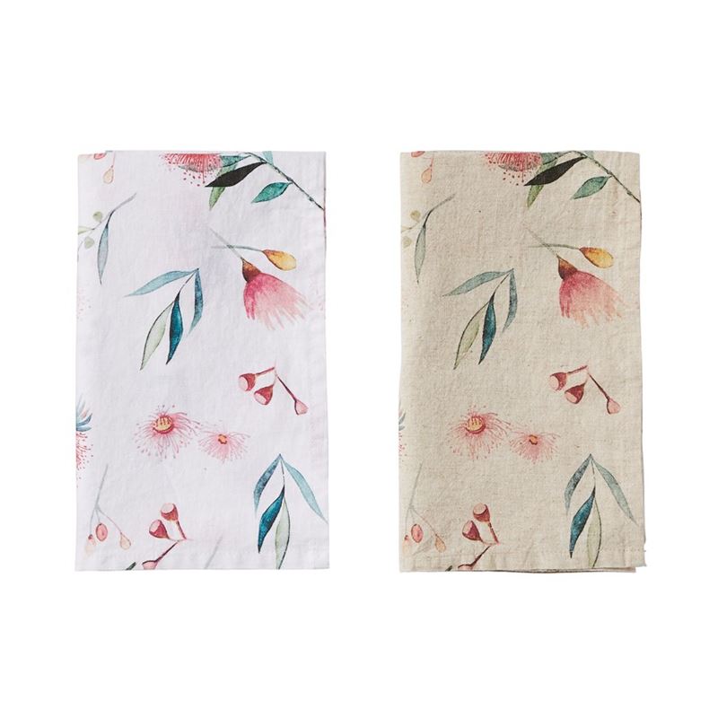 Botanical Natural & White Tea Towels Pack of 2 