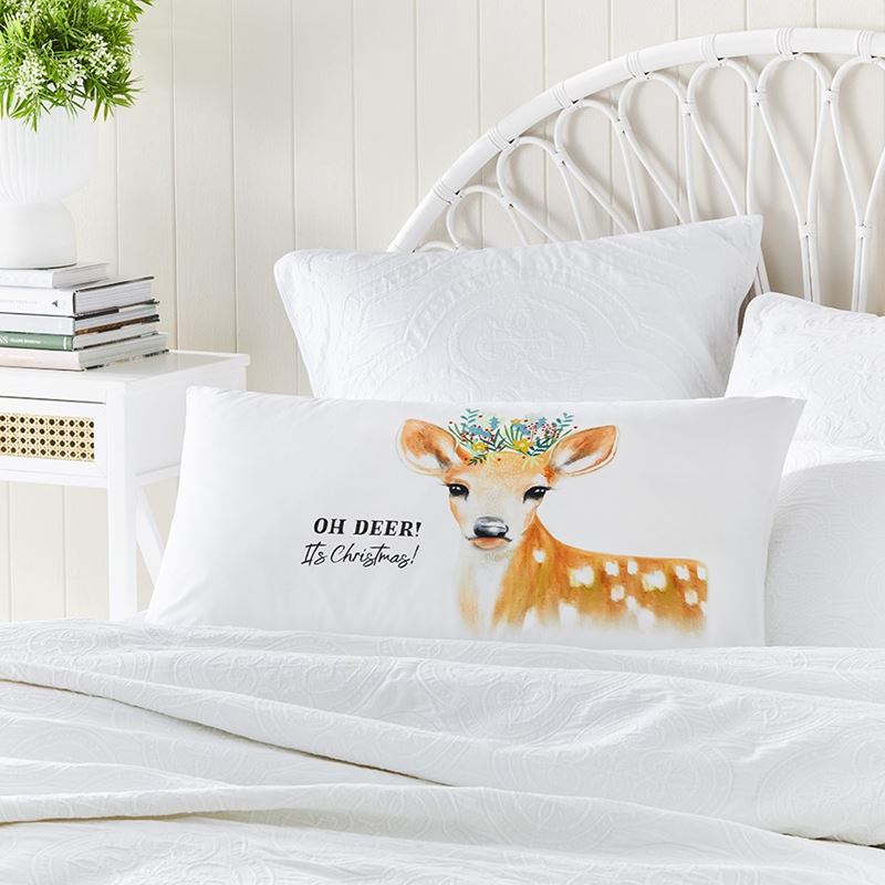Oh Deer It's Christmas Text Pillowcases