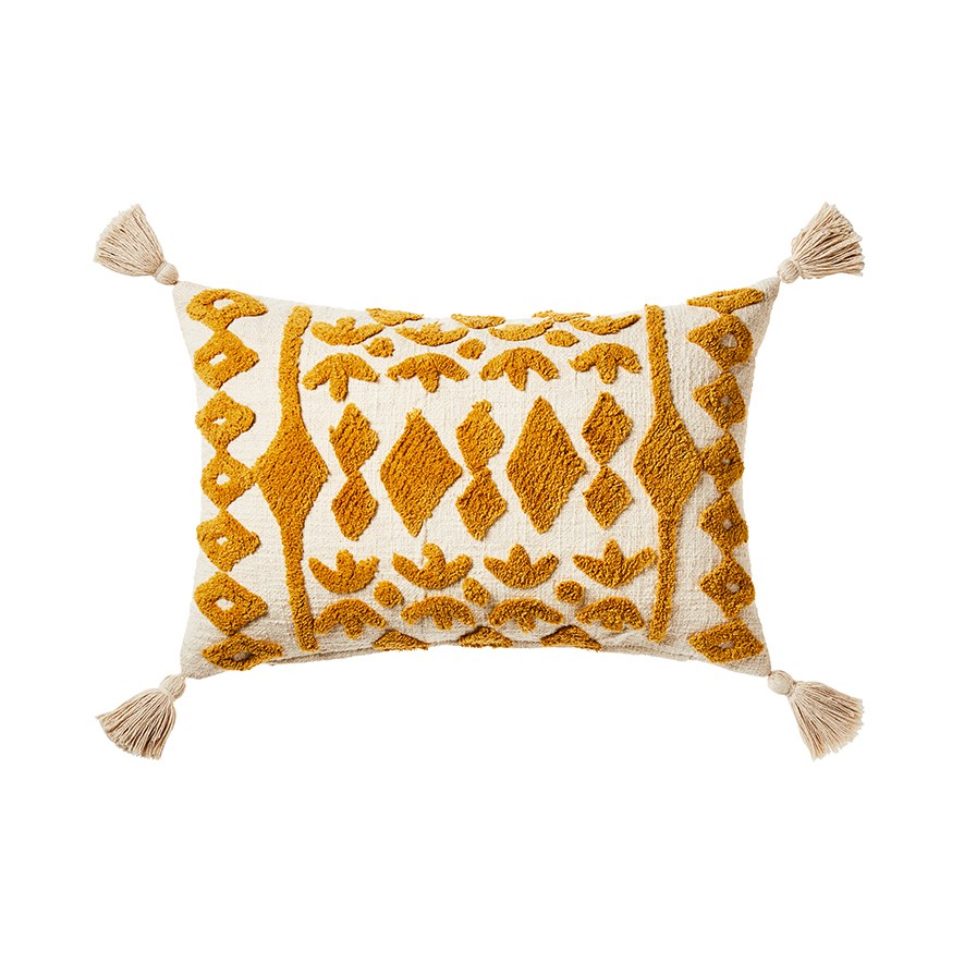 Red and mustard sales cushions