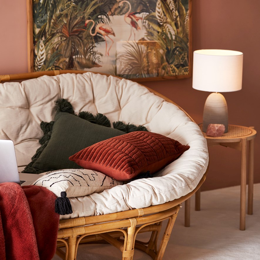 Calgary Rust & Navy Velvet Cushion Adairs