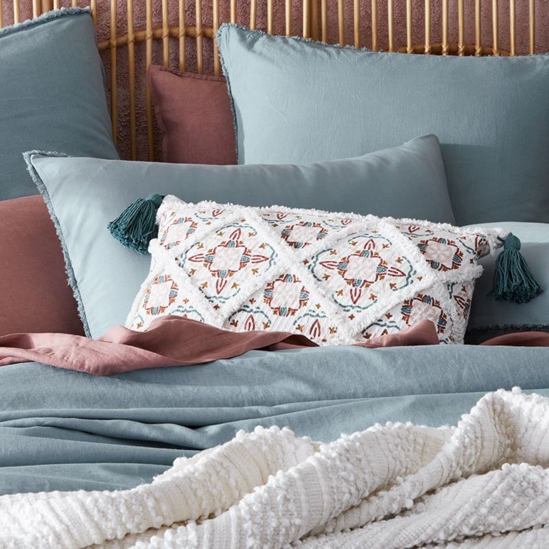 Moroccan Pink & Teal Tufted Long Cushion
