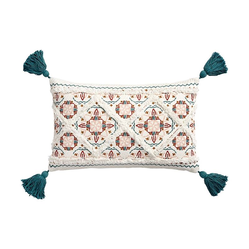Moroccan Pink & Teal Tufted Long Cushion